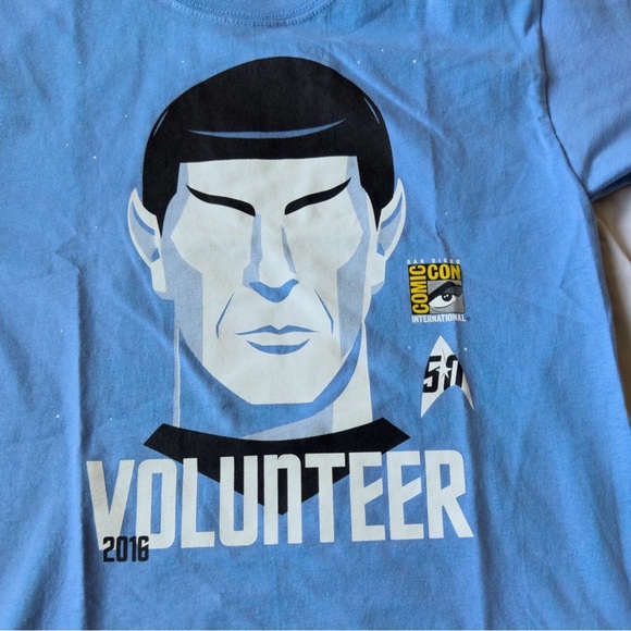 2016 SDCC Comic Con Volunteer Shirt Star Trek Spock 50th Anniversary Small New - Picture 3 of 7